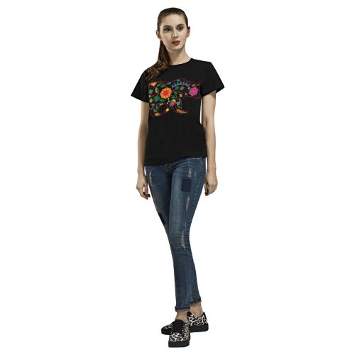 Floral Bear All Over Print T-shirt for Women/Large Size (USA Size) (Model T40) All Over Print T-Shirt for Women/Large (T40) e-joyer