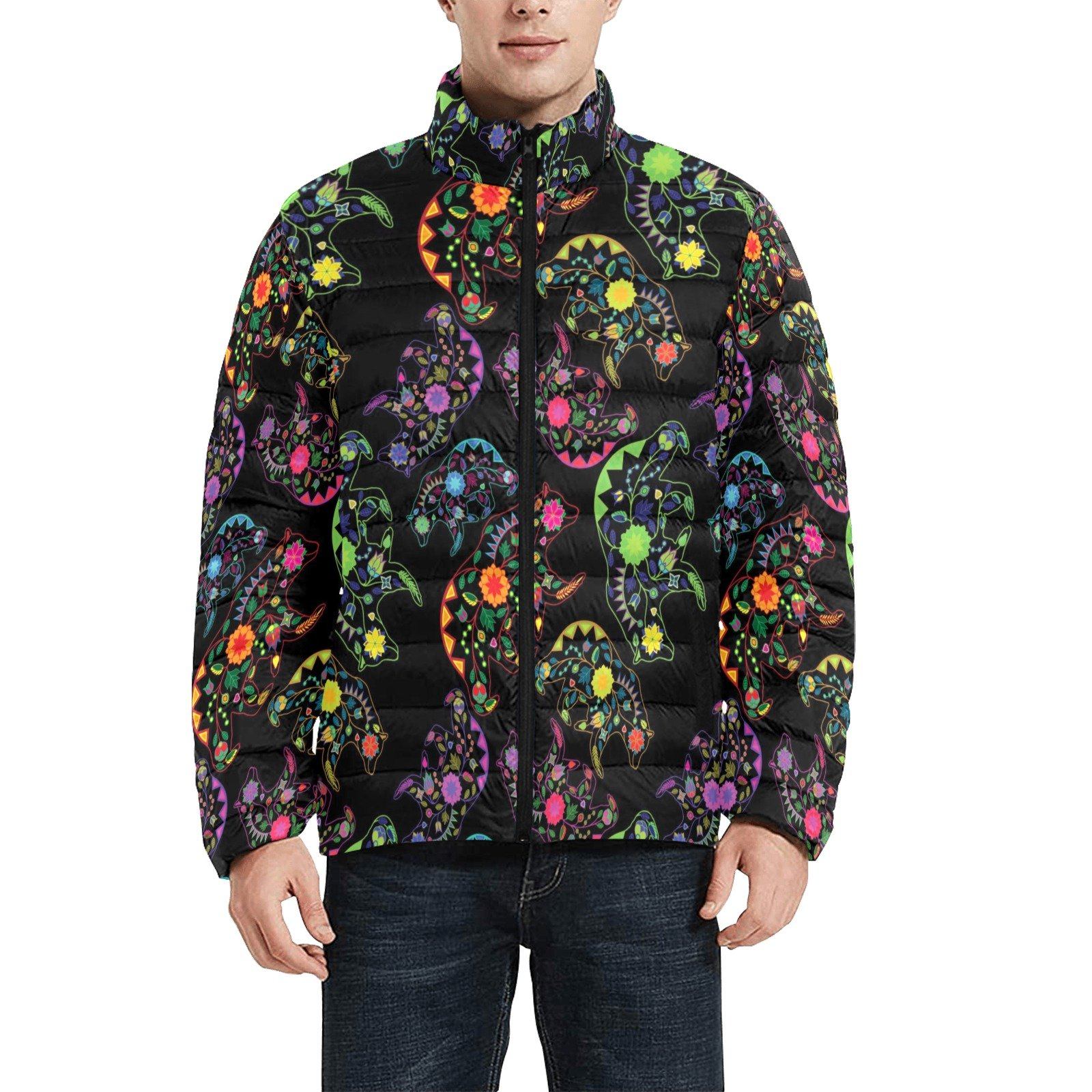 Kaleidoscope Jaune Bleu Men's Stand Collar Padded Jacket
