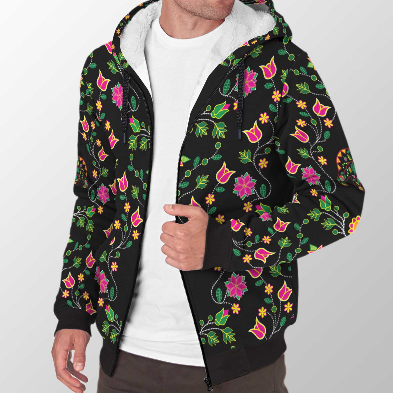 Floral Bear Sherpa Hoodie 49 Dzine