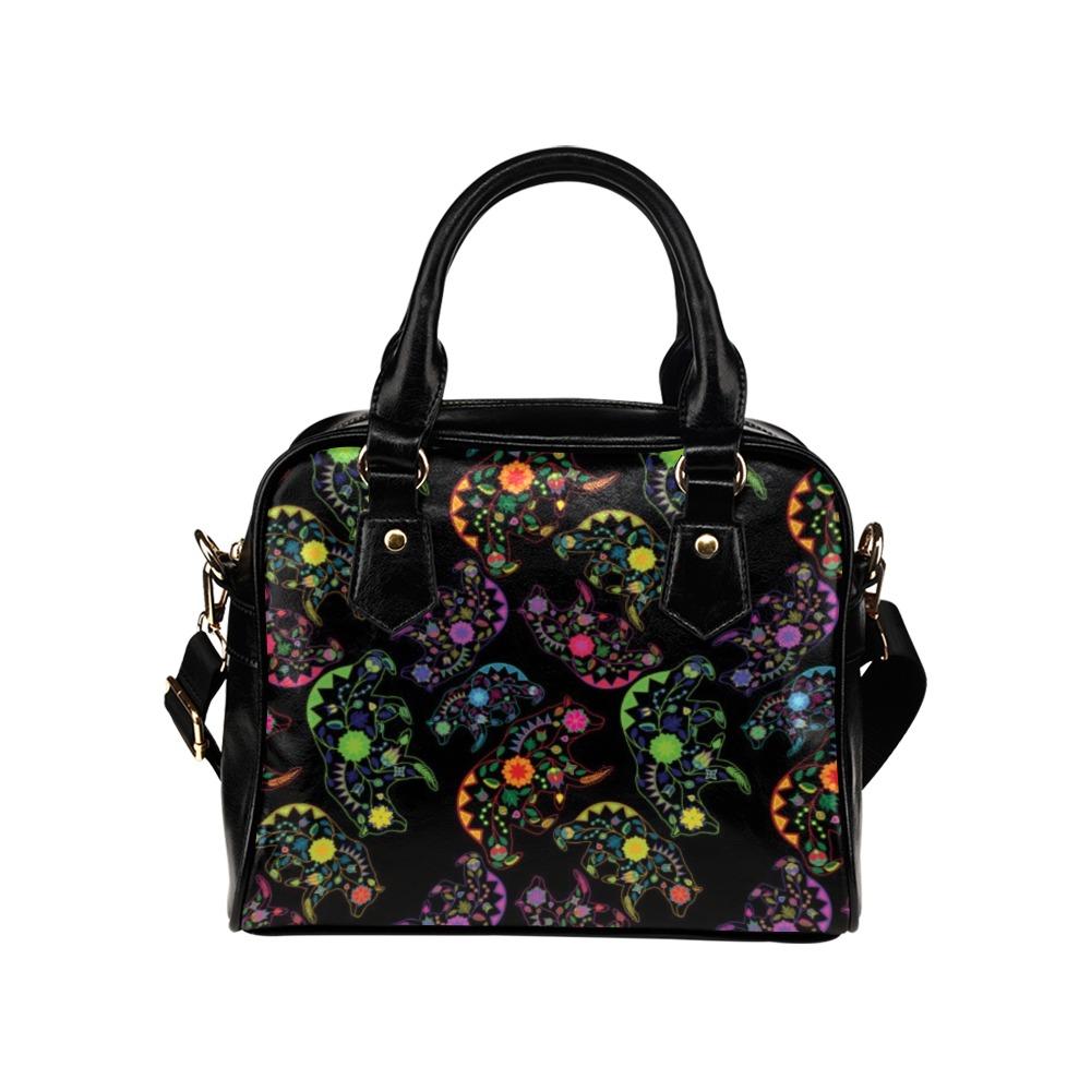 Floral Bear Shoulder Handbag (Model 1634) Shoulder Handbags (1634) e-joyer