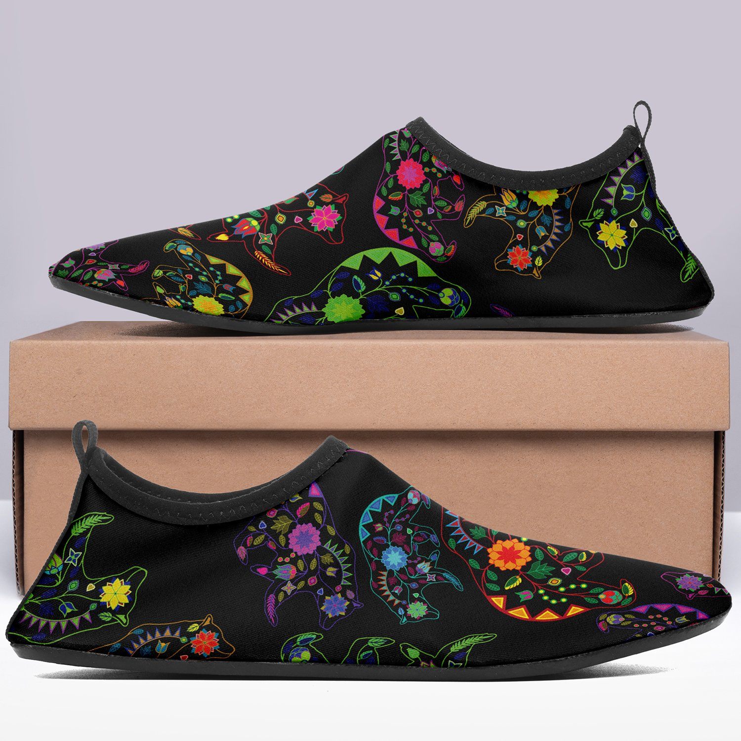 Floral Bear Sockamoccs Kid's Slip On Shoes Herman