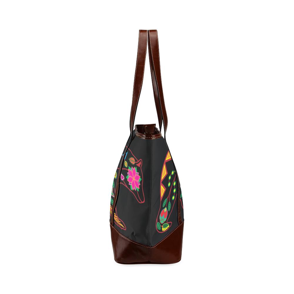 Floral Bear Tote Handbag (Model 1642) Tote Handbags (1642) e-joyer