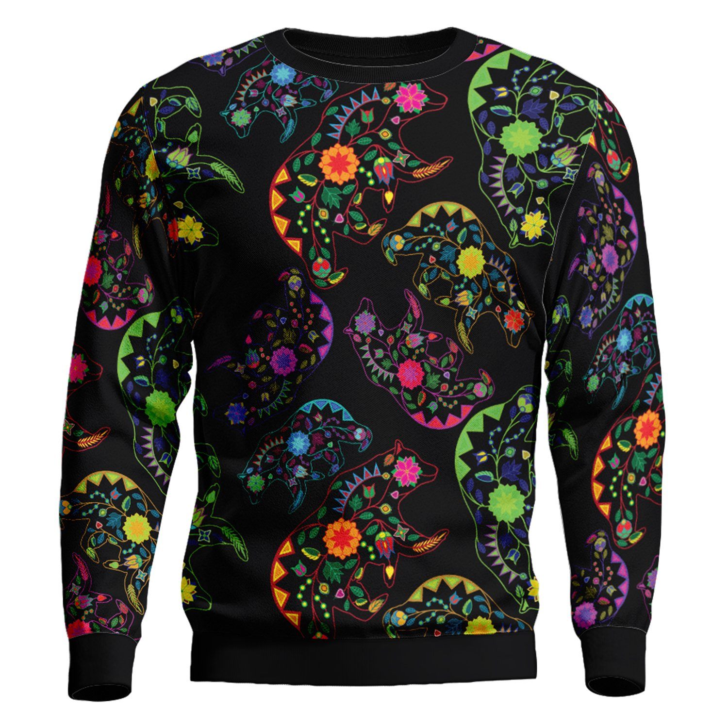 Floral Bear Unisex Crewneck Long Sleeve Top 49 Dzine