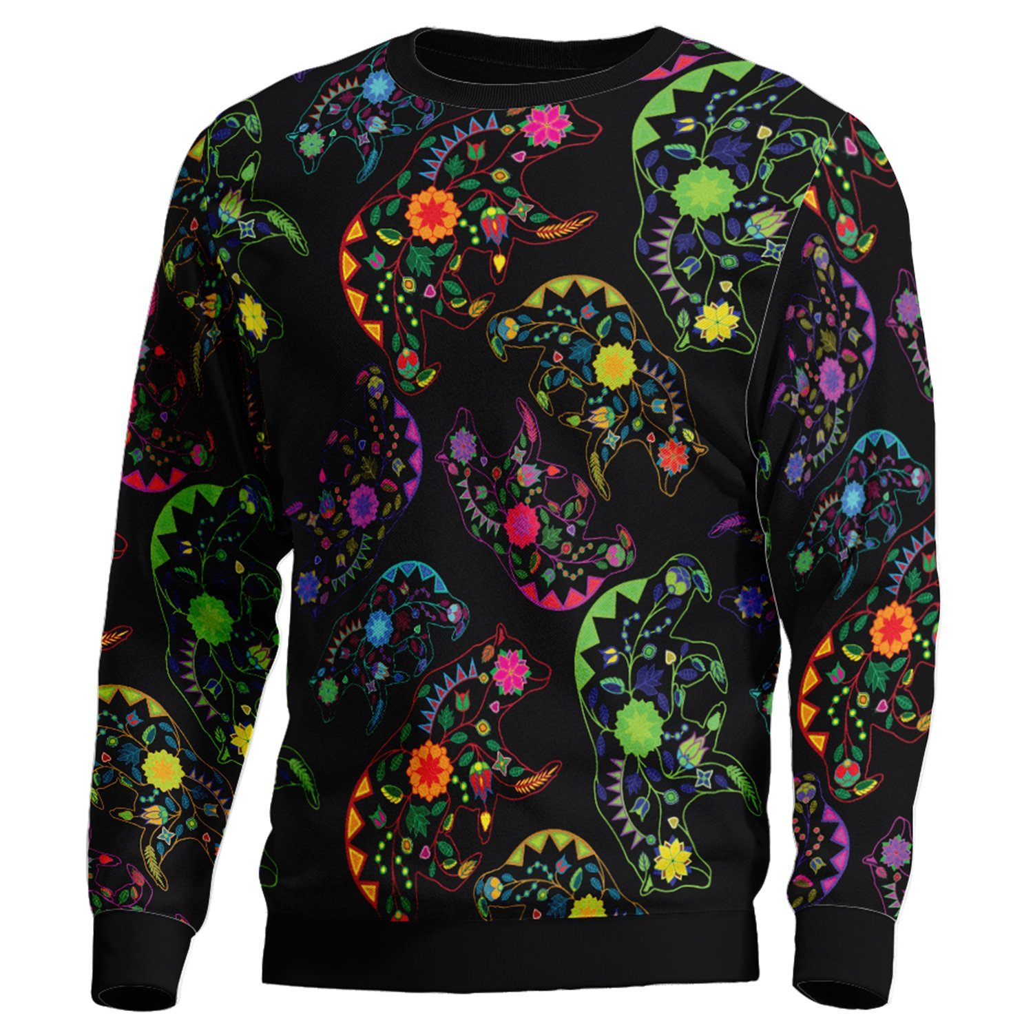 Floral Bear Unisex Crewneck Long Sleeve Top 49 Dzine