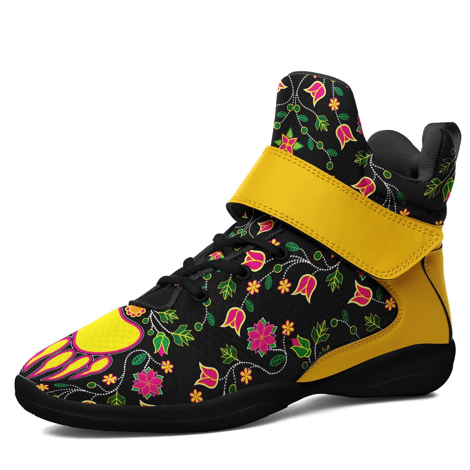 Floral Bearpaw Ipottaa Basketball / Sport High Top Shoes - Black Sole 49 Dzine US Women 8.5 / US Men 7 / EUR 40 Black Sole with Yellow Strap
