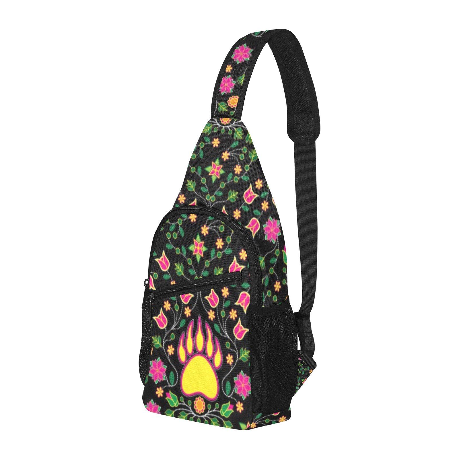 Floral Bearpaw Pink and Yellow All Over Print Chest Bag (Model 1719) All Over Print Chest Bag (1719) e-joyer