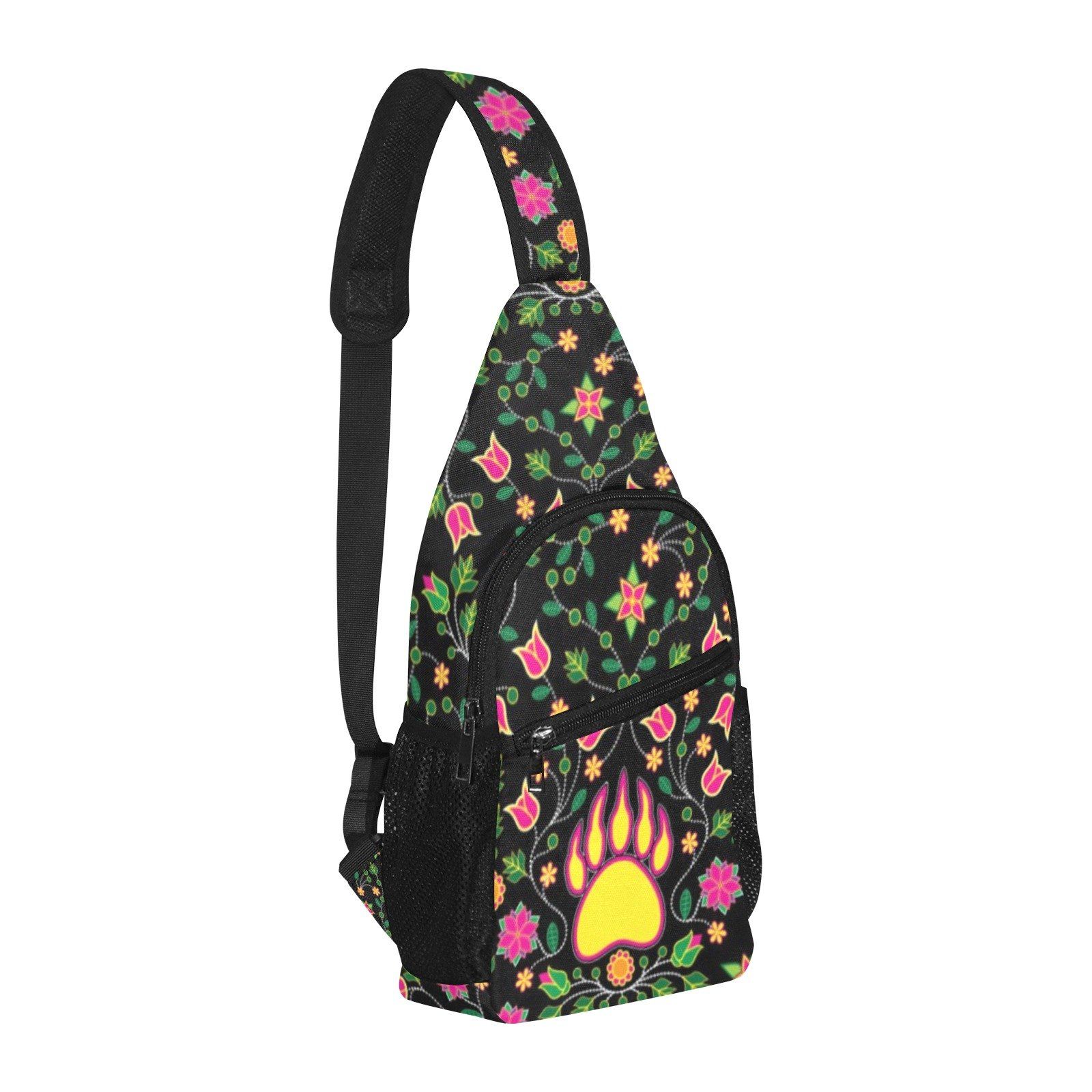 Floral Bearpaw Pink and Yellow All Over Print Chest Bag (Model 1719) All Over Print Chest Bag (1719) e-joyer