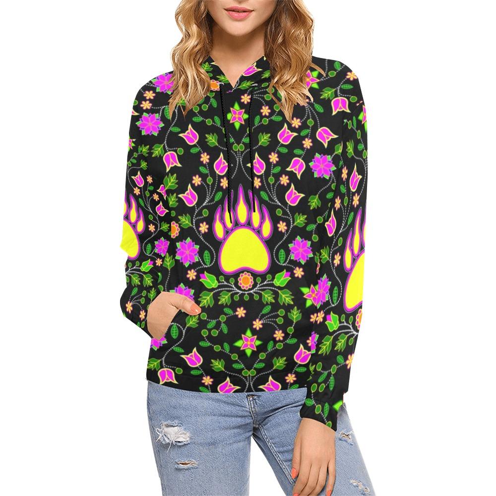 Floral Bearpaw Pink and Yellow All Over Print Hoodie for Women (USA Size) (Model H13) All Over Print Hoodie for Women (H13) e-joyer
