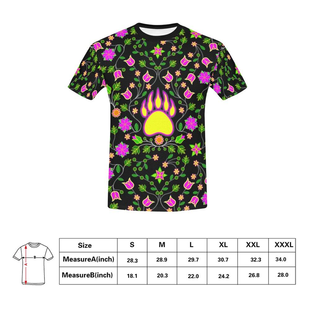 Floral Bearpaw Pink and Yellow All Over Print T-Shirt for Men (USA Size) (Model T40) All Over Print T-Shirt for Men (T40) e-joyer