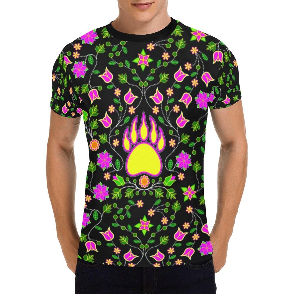 Floral Bearpaw Pink and Yellow All Over Print T-Shirt for Men (USA Size) (Model T40) All Over Print T-Shirt for Men (T40) e-joyer