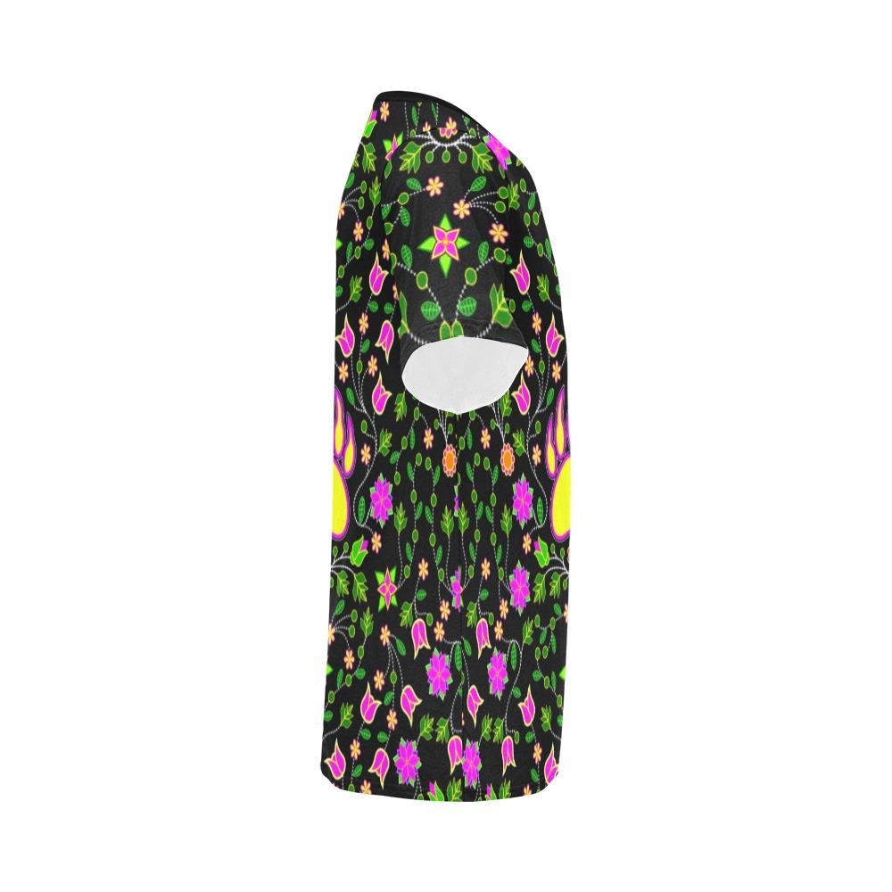 Floral Bearpaw Pink and Yellow All Over Print T-Shirt for Men (USA Size) (Model T40) All Over Print T-Shirt for Men (T40) e-joyer