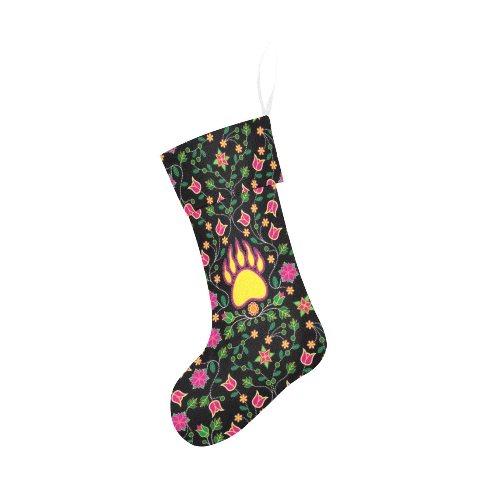 Floral Bearpaw Pink and Yellow Christmas Stocking holiday stocking e-joyer