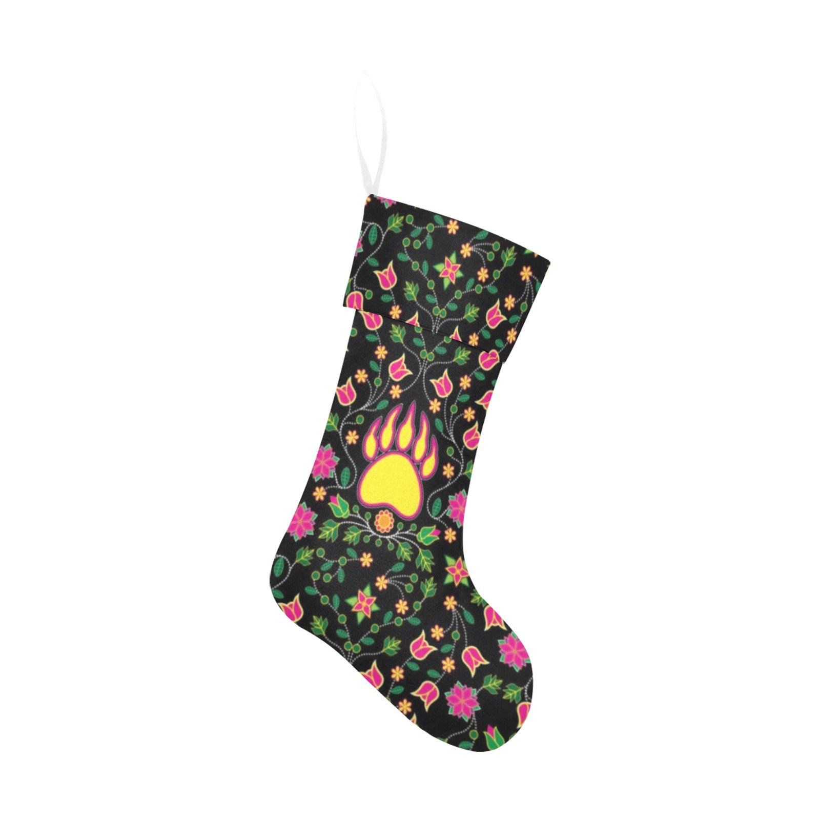 Floral Bearpaw Pink and Yellow Christmas Stocking holiday stocking e-joyer