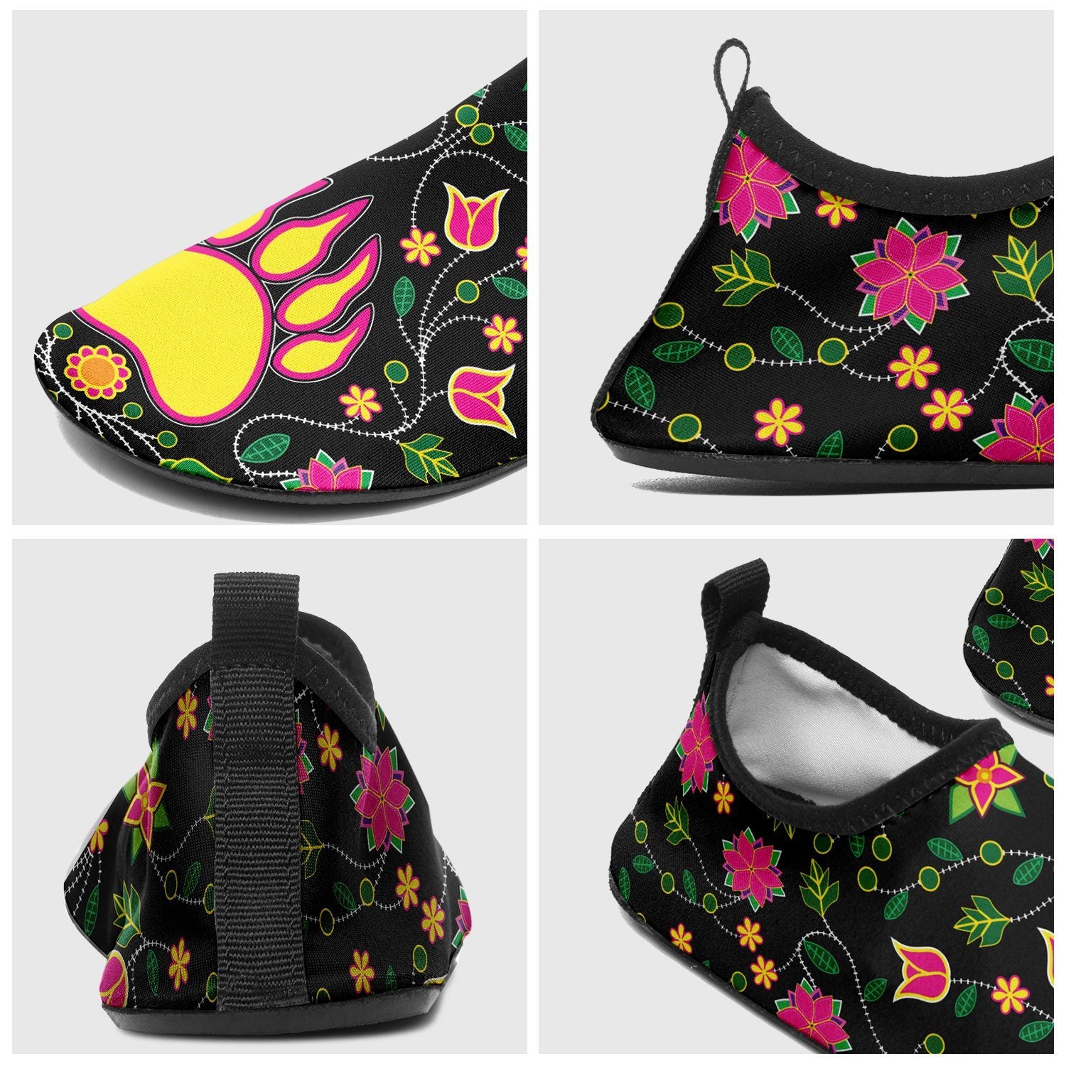 Floral Bearpaw Pink and Yellow Kid's Sockamoccs Slip On Shoes Herman