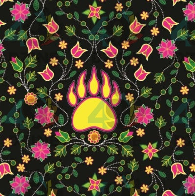 Floral Bearpaw Pink and Yellow Satin Fabric 49DzineStore