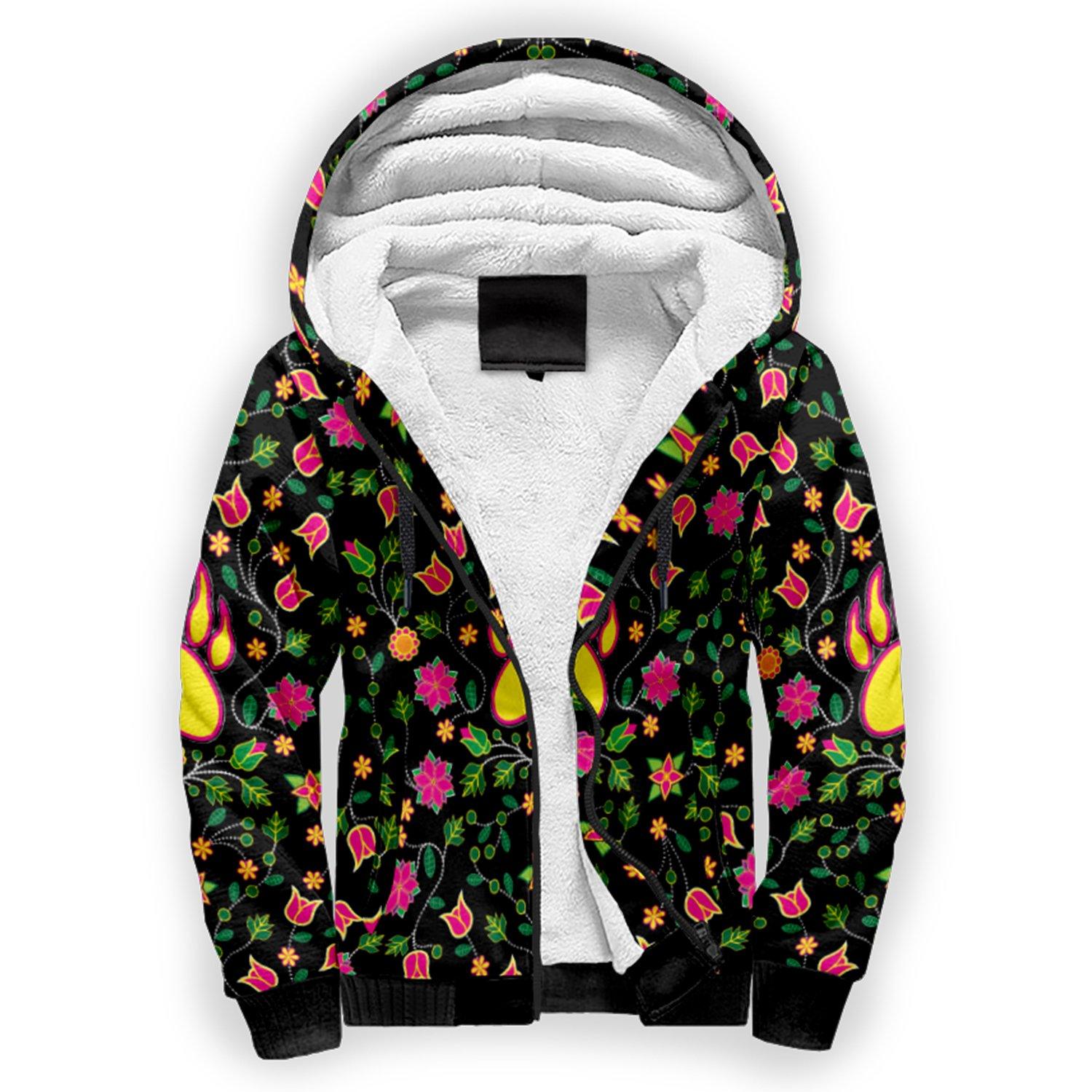 Floral Bearpaw Pink and Yellow Sherpa Hoodie hoodie Herman