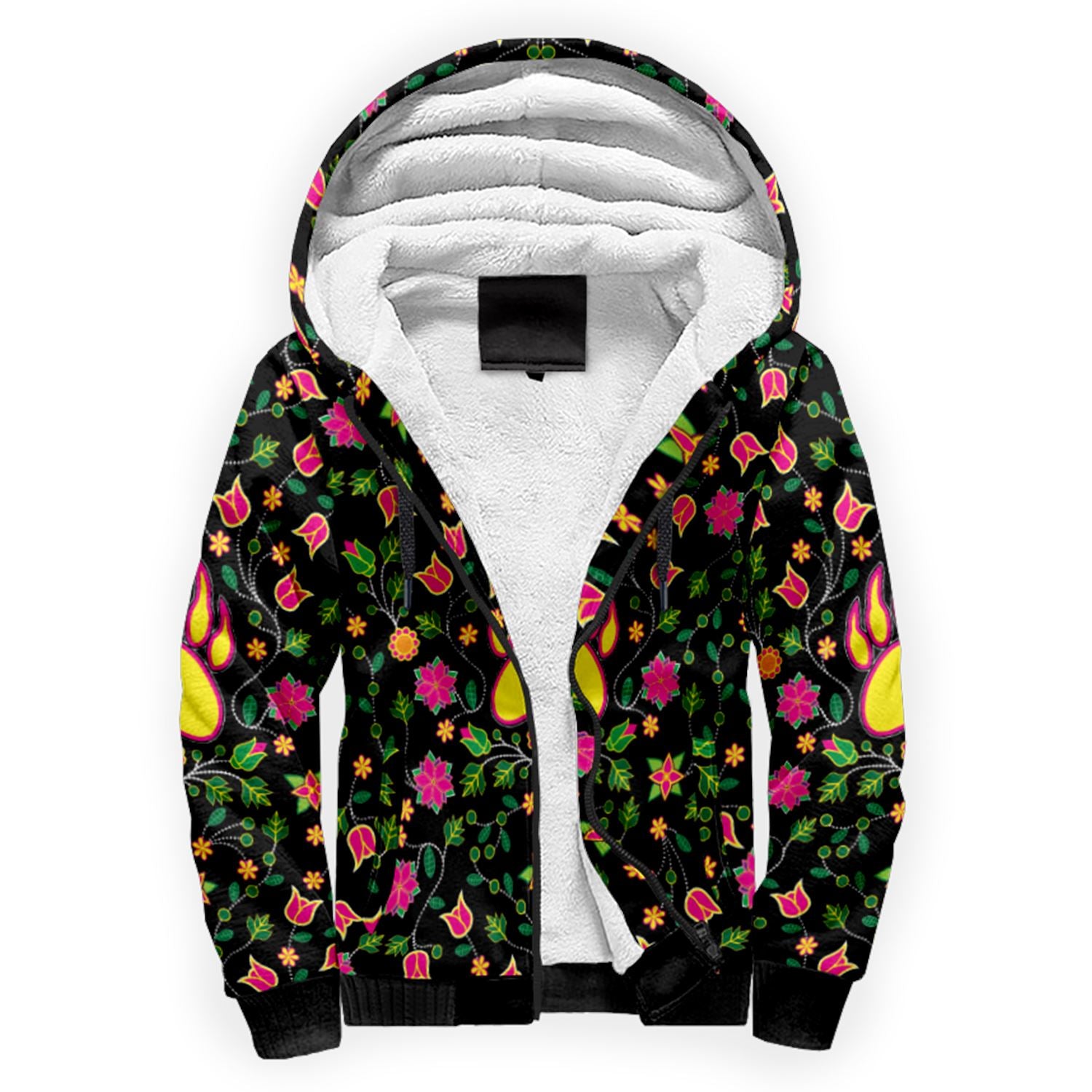 Floral Bearpaw Pink and Yellow Sherpa Hoodie hoodie Herman