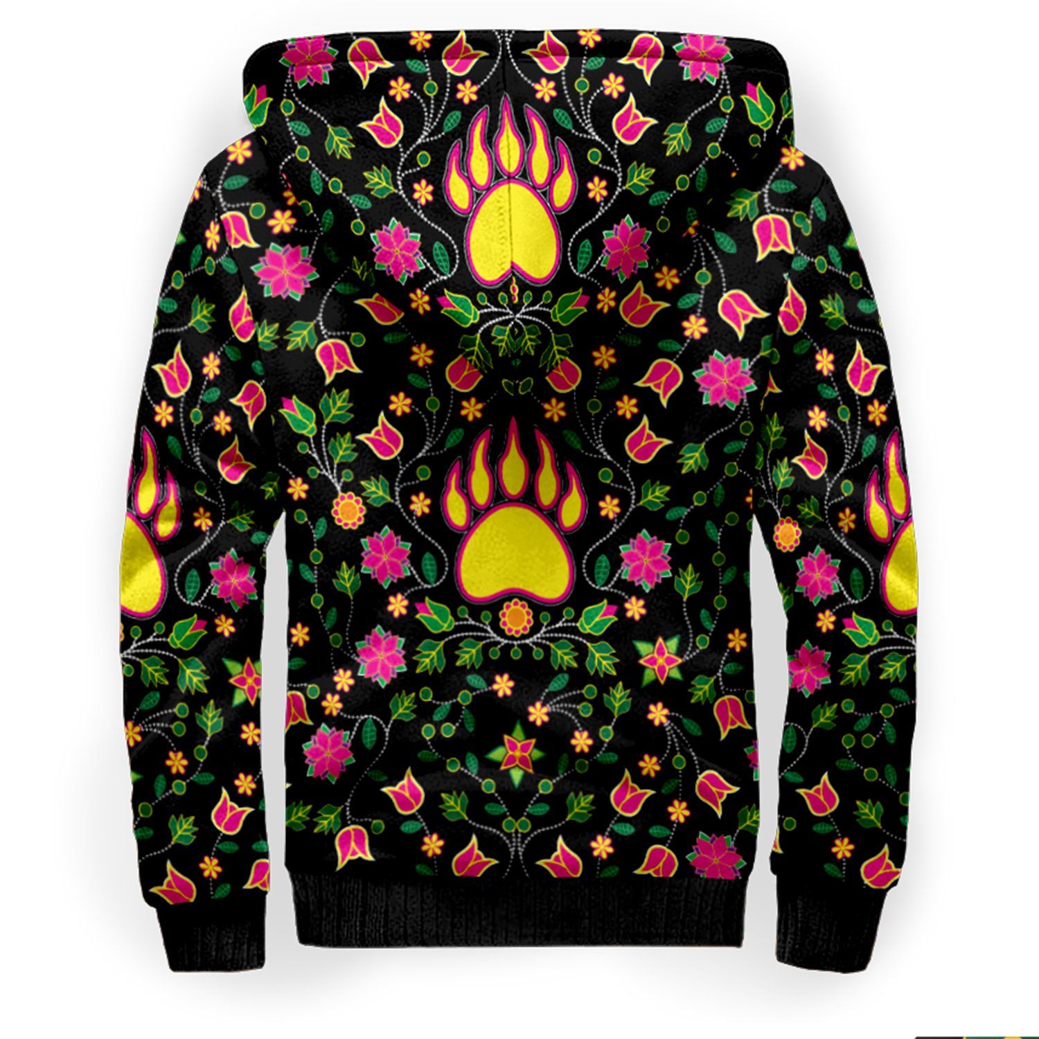 Floral Bearpaw Pink and Yellow Sherpa Hoodie hoodie Herman