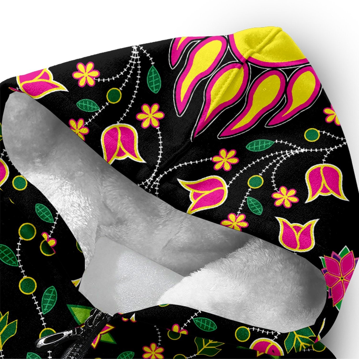 Floral Bearpaw Pink and Yellow Sherpa Hoodie hoodie Herman