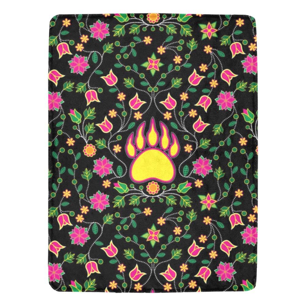 Floral Bearpaw Pink and Yellow Ultra-Soft Micro Fleece Blanket 60"x80" blanket e-joyer