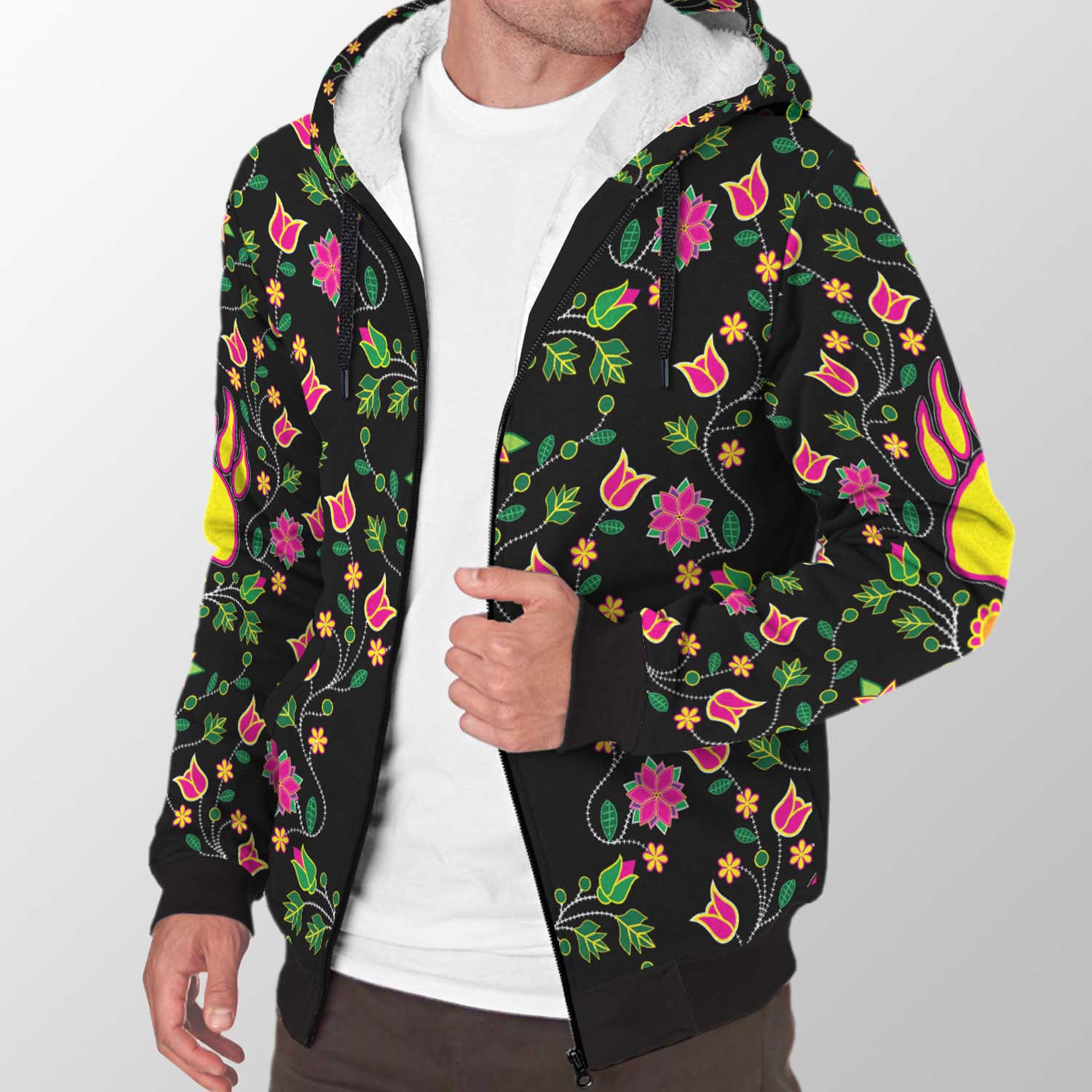 Floral Bearpaw Sherpa Hoodie 49 Dzine