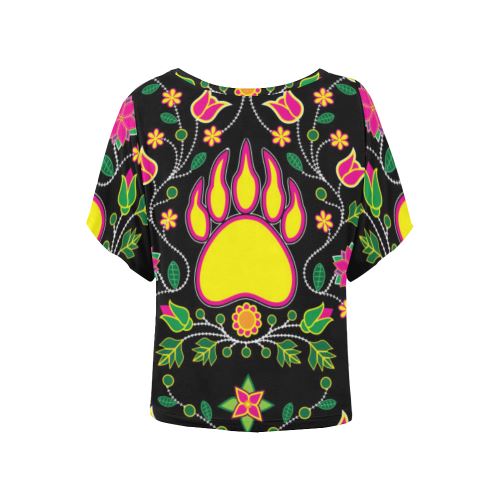 Floral Bearpaw Women's Batwing-Sleeved Blouse T shirt (Model T44) Women's Batwing-Sleeved Blouse T shirt (T44) e-joyer
