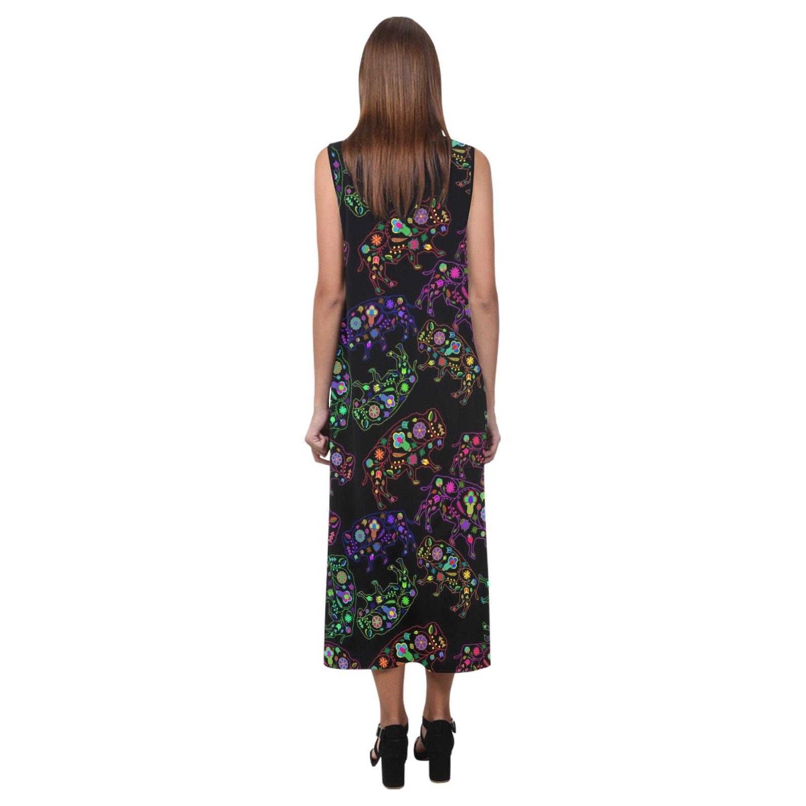 Floral Bufallo Phaedra Sleeveless Open Fork Long Dress (Model D08) dress e-joyer