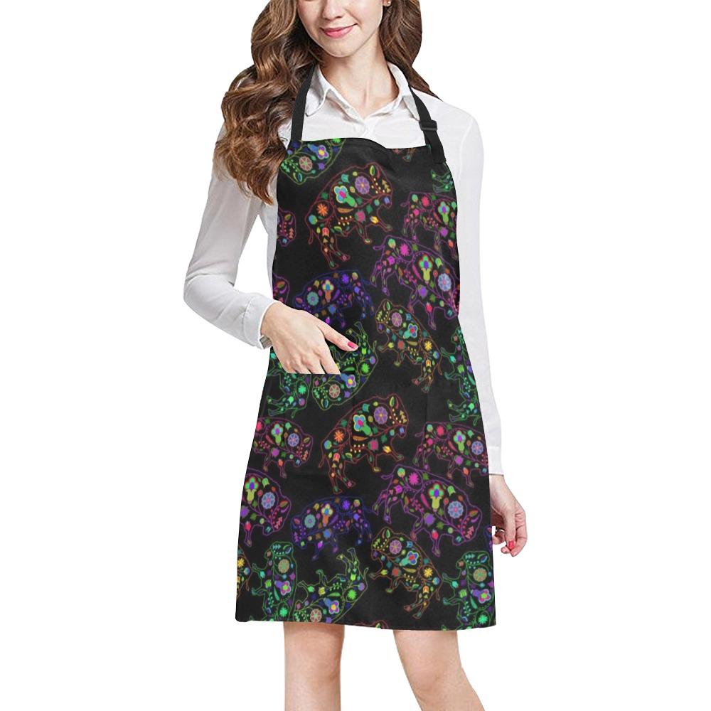 Floral Buffalo All Over Print Apron All Over Print Apron e-joyer 