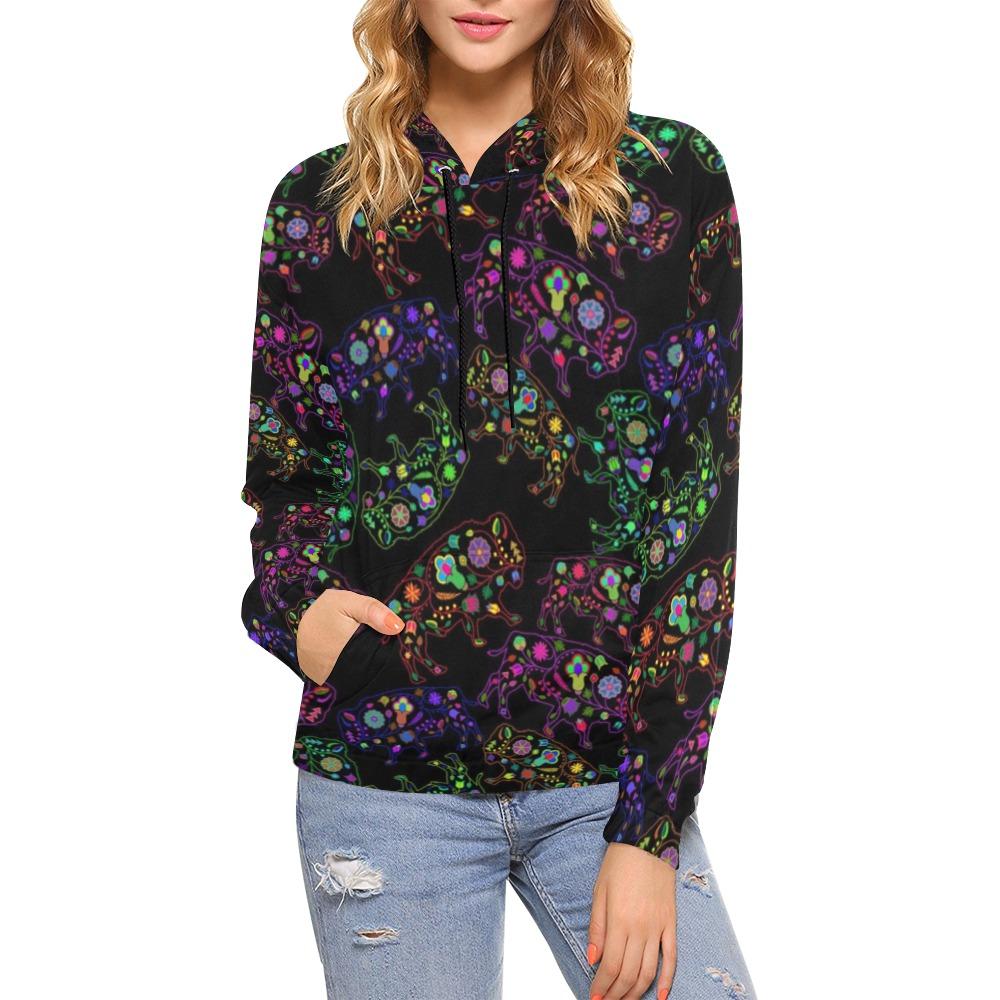 Floral Buffalo All Over Print Hoodie for Women (USA Size) (Model H13) All Over Print Hoodie for Women (H13) e-joyer