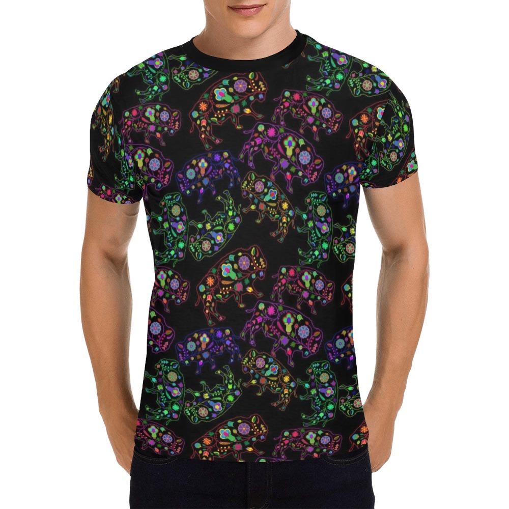 Floral Buffalo All Over Print T-Shirt for Men (USA Size) (Model T40) All Over Print T-Shirt for Men (T40) e-joyer