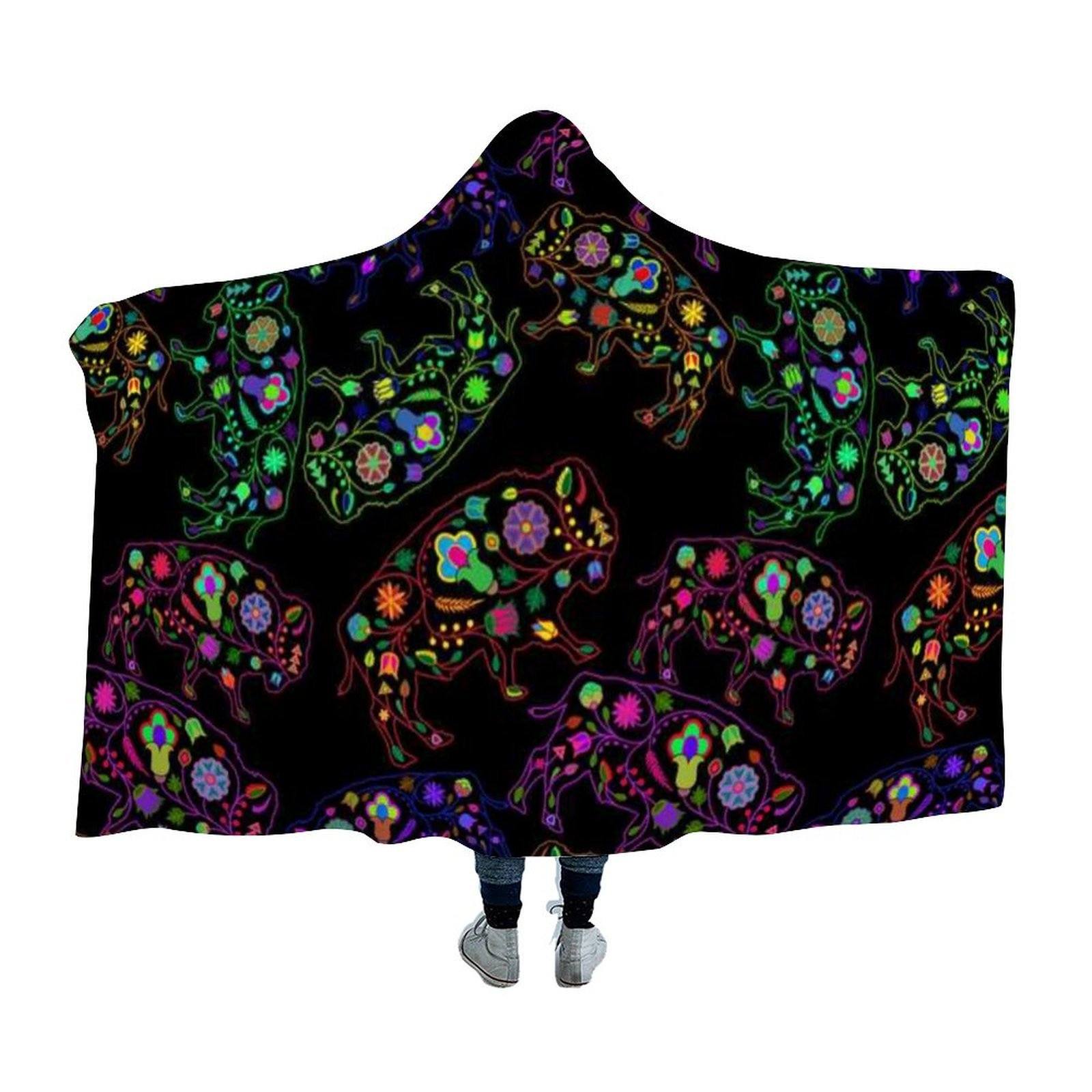 Floral Buffalo Hooded Blanket 49 Dzine