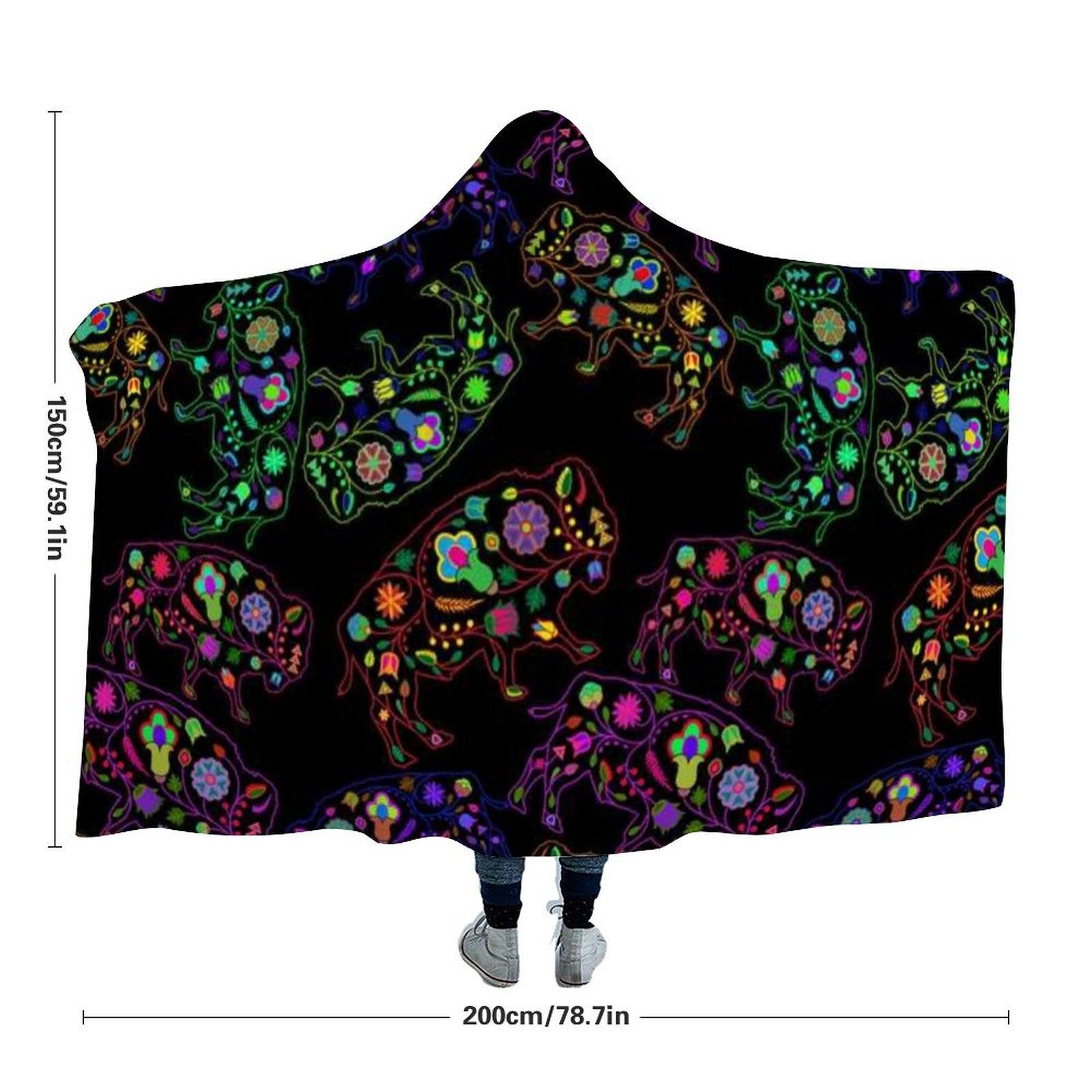 Floral Buffalo Hooded Blanket 49 Dzine