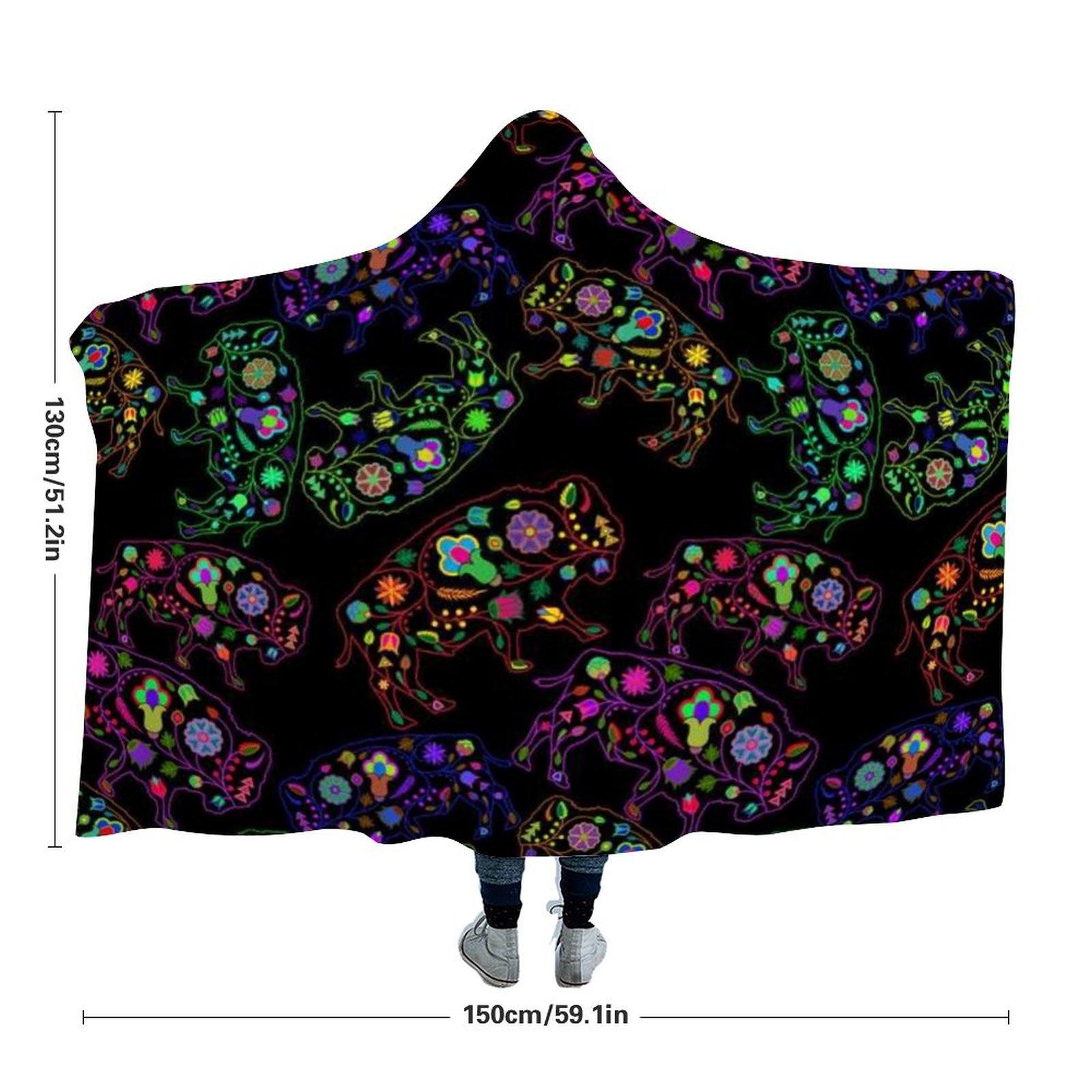 Floral Buffalo Hooded Blanket 49 Dzine