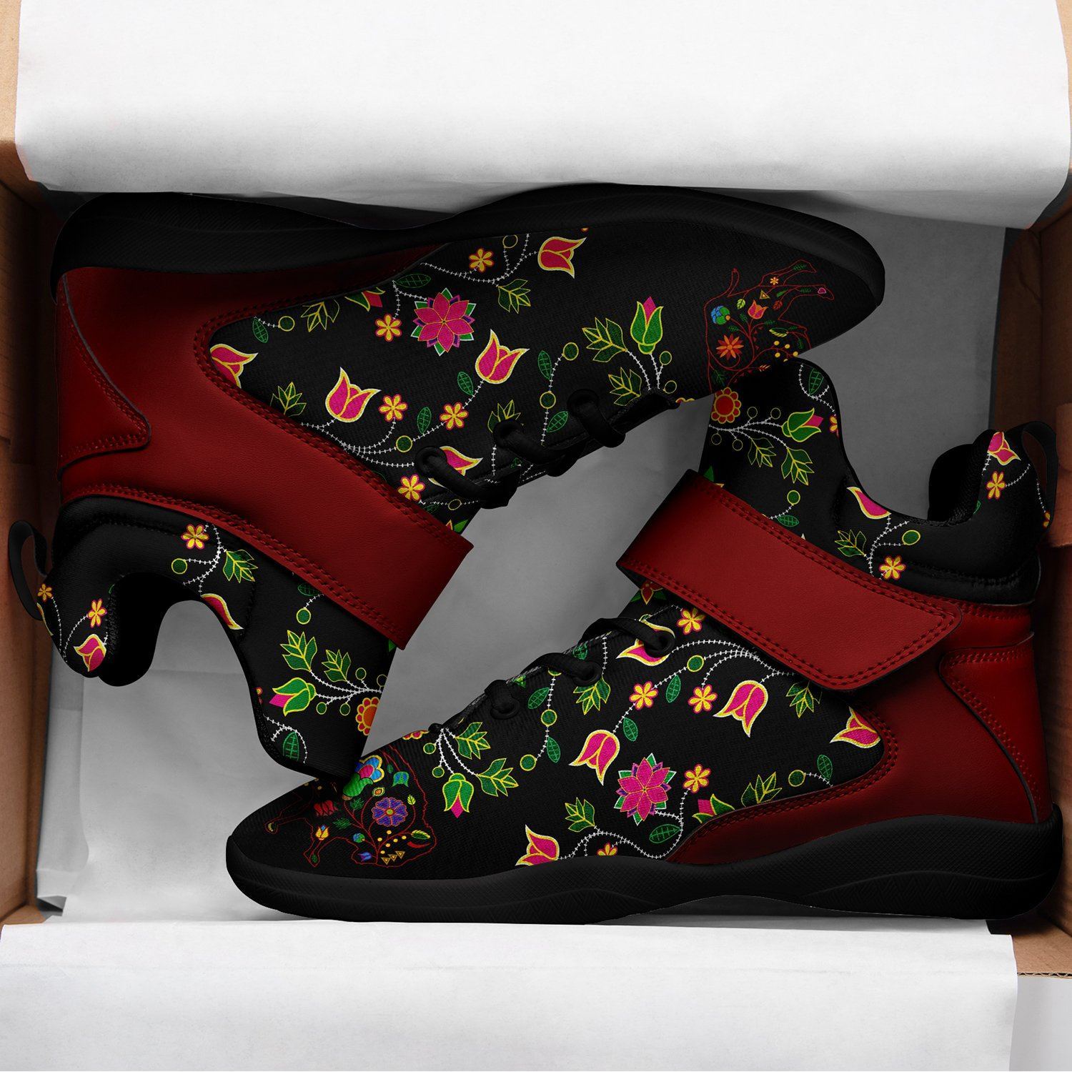 Floral Buffalo Ipottaa Basketball / Sport High Top Shoes - Black Sole 49 Dzine