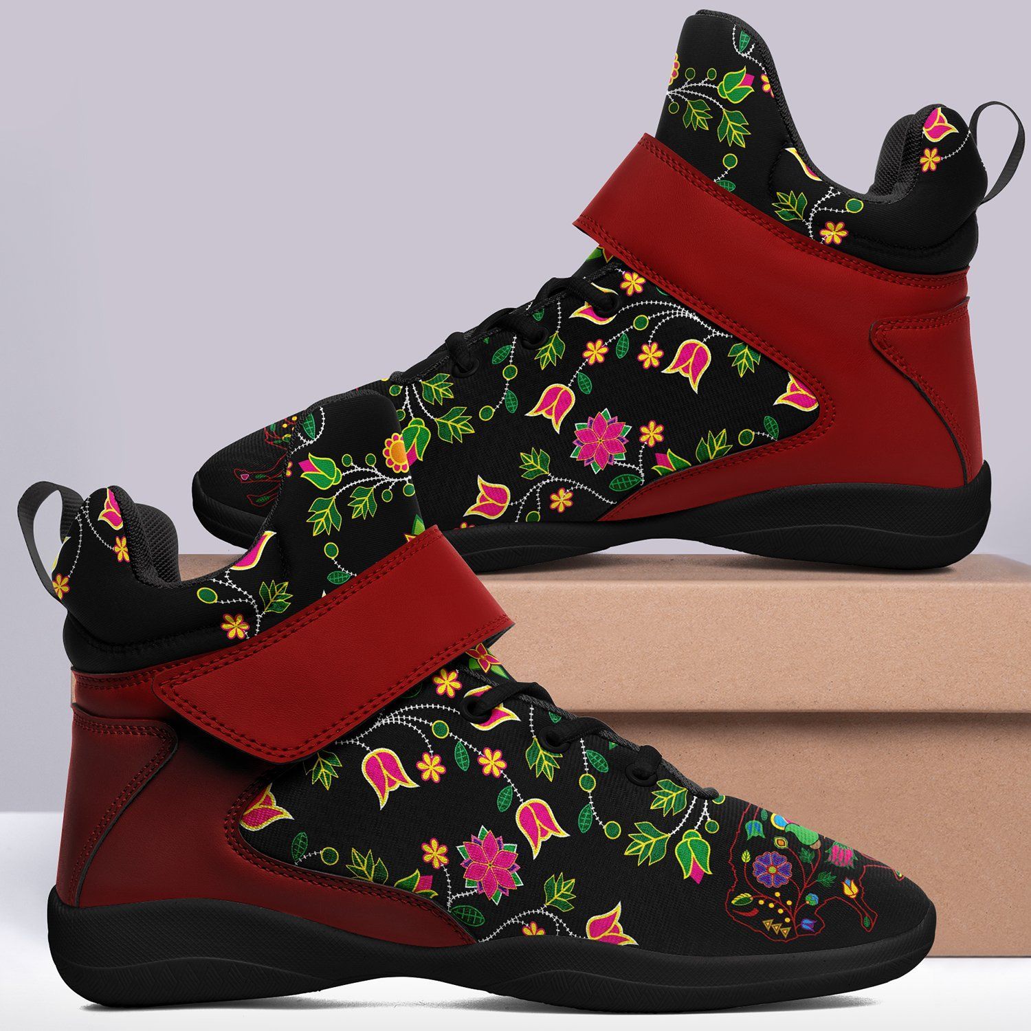 Floral Buffalo Ipottaa Basketball / Sport High Top Shoes - Black Sole 49 Dzine