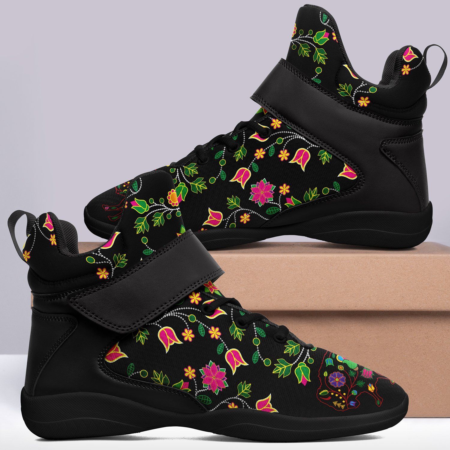 Floral Buffalo Ipottaa Basketball / Sport High Top Shoes - Black Sole 49 Dzine