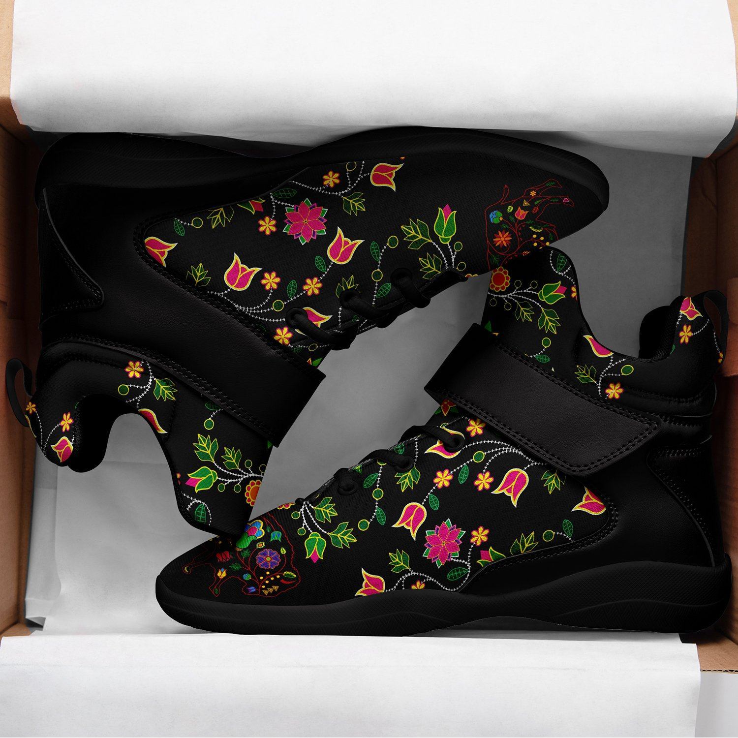 Floral Buffalo Ipottaa Basketball / Sport High Top Shoes - Black Sole 49 Dzine
