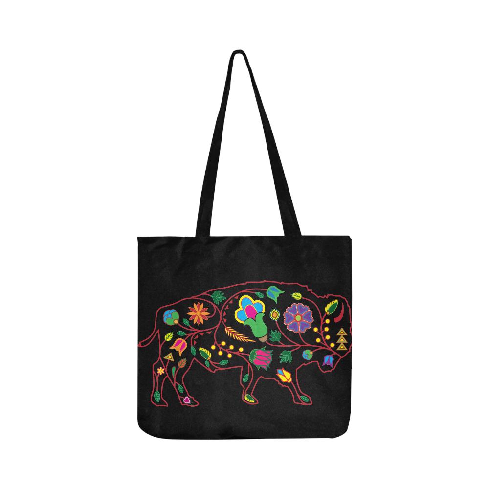 Floral Buffalo Reusable Shopping Bag Model 1660 (Two sides) Shopping Tote Bag (1660) e-joyer 