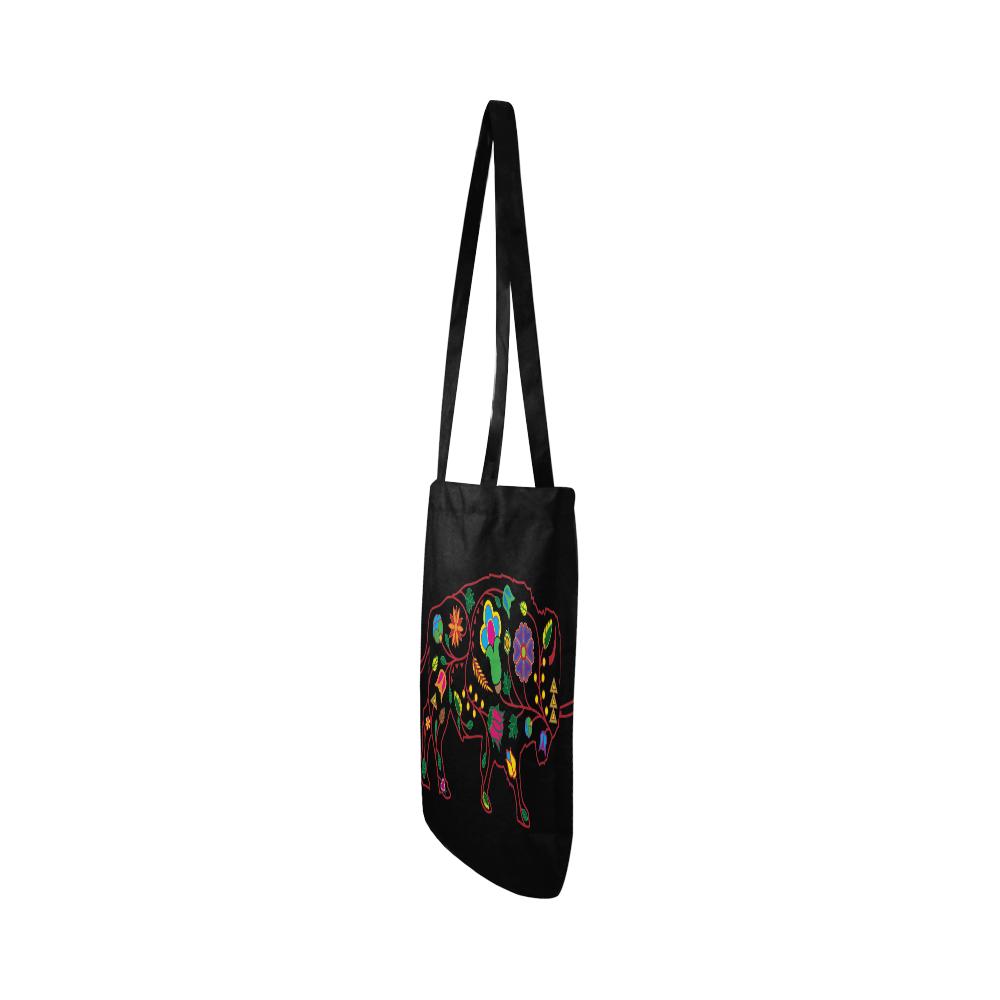 Floral Buffalo Reusable Shopping Bag Model 1660 (Two sides) Shopping Tote Bag (1660) e-joyer