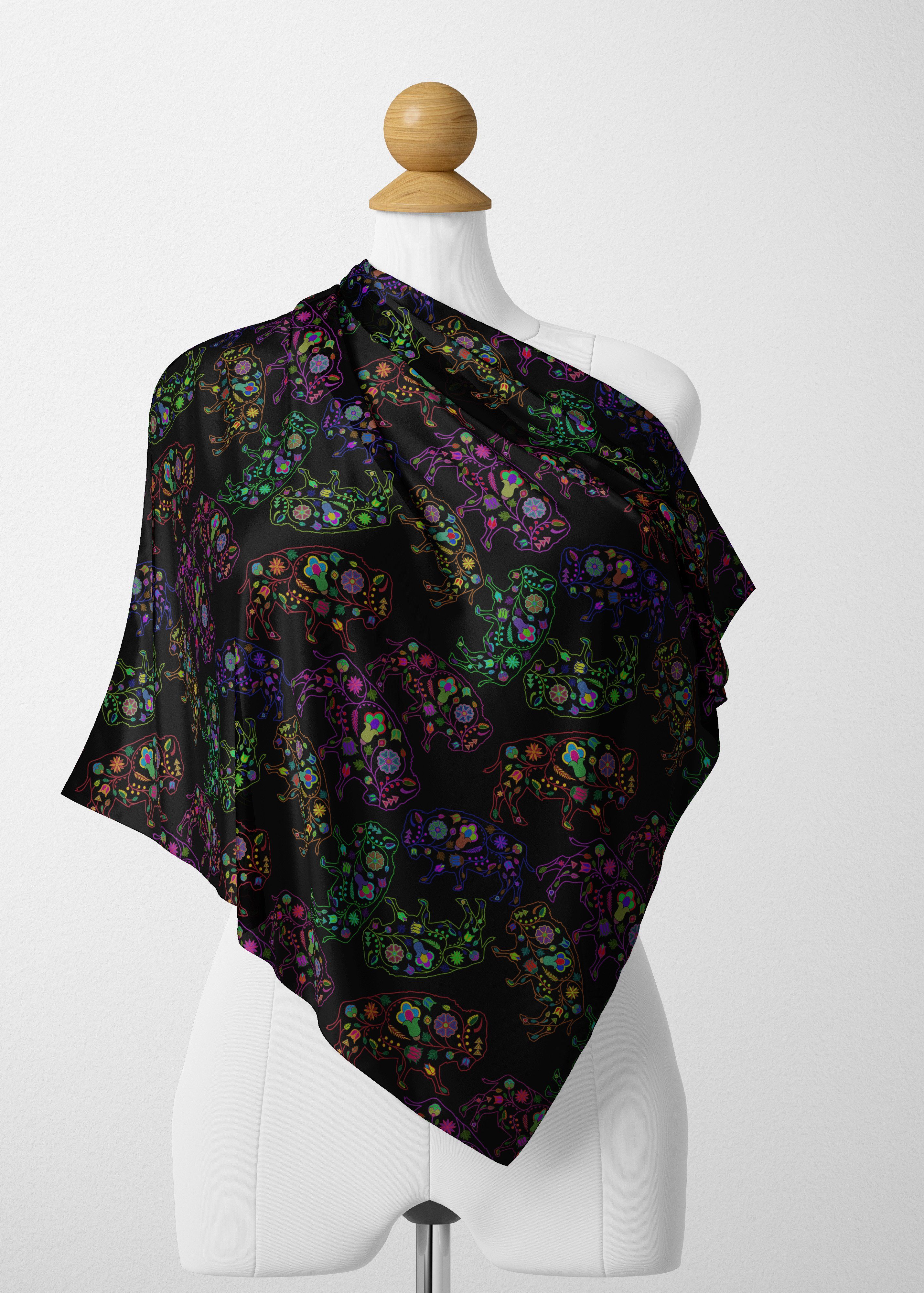 Floral Buffalo Satin Shawl Scarf 49 Dzine