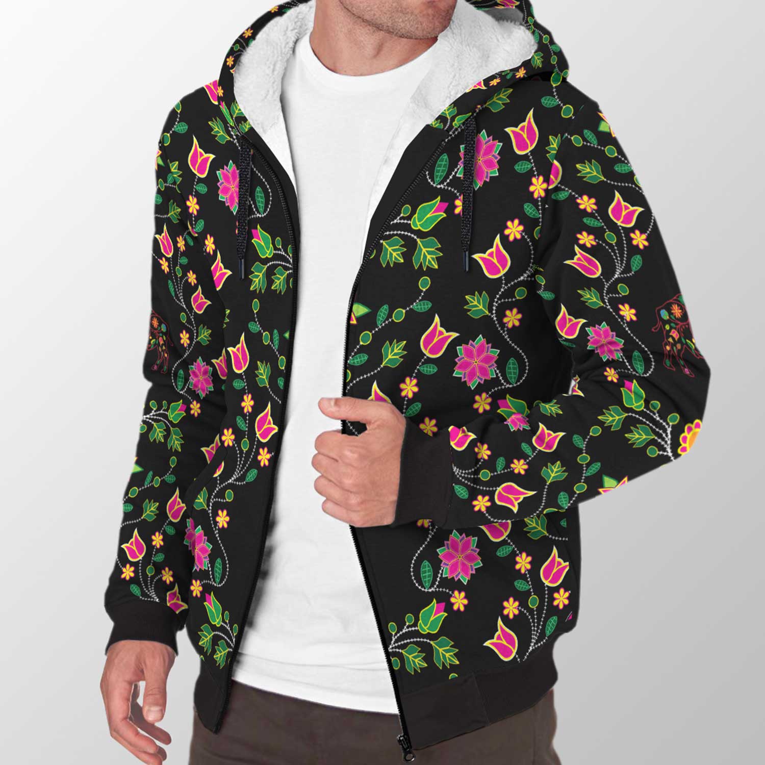 Floral Buffalo Sherpa Hoodie 49 Dzine