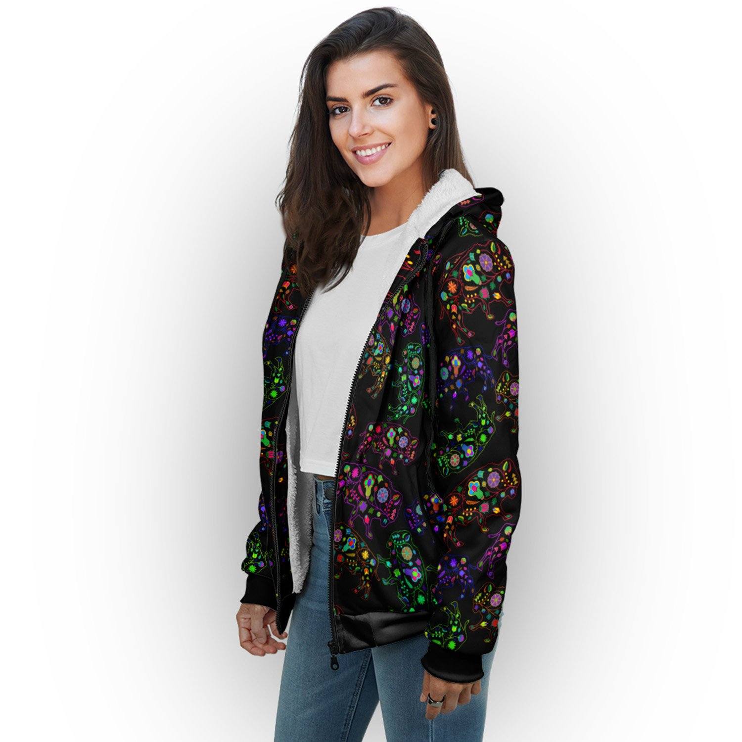 Floral Buffalo Sherpa Hoodie hoodie Herman