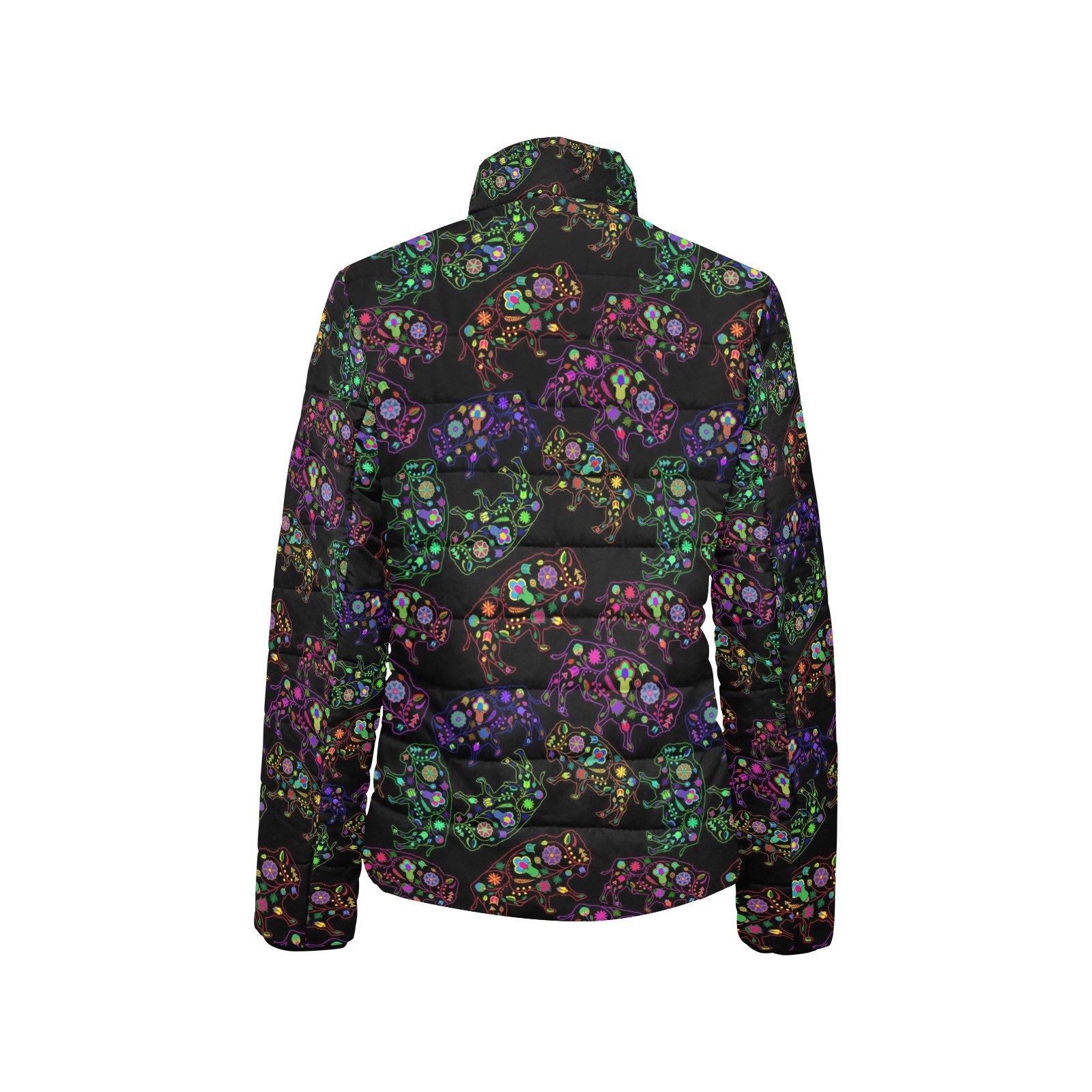 Floral Buffalo Women's Stand Collar Padded Jacket (Model H41) jacket e-joyer