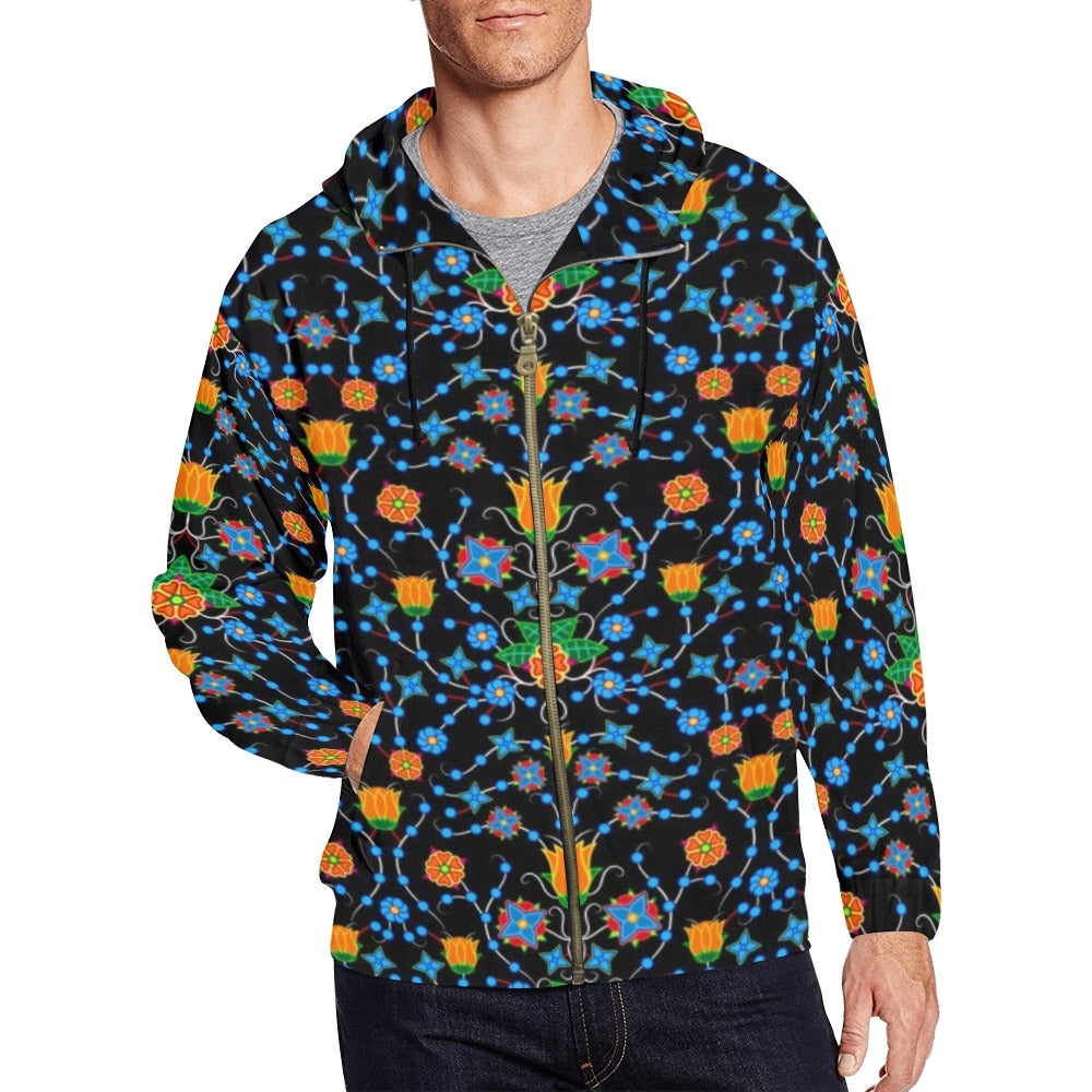 Floral Damask All Over Print Full Zip Hoodie for Men (Model H14) hoodie e-joyer