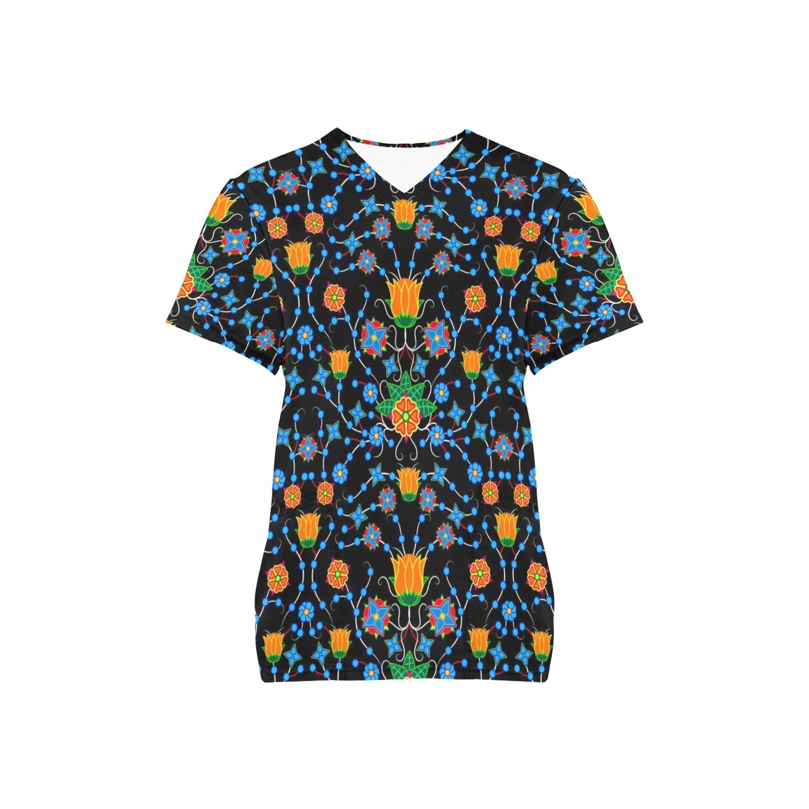 Floral Damask All Over Print Scrub Top Scrub Top e-joyer