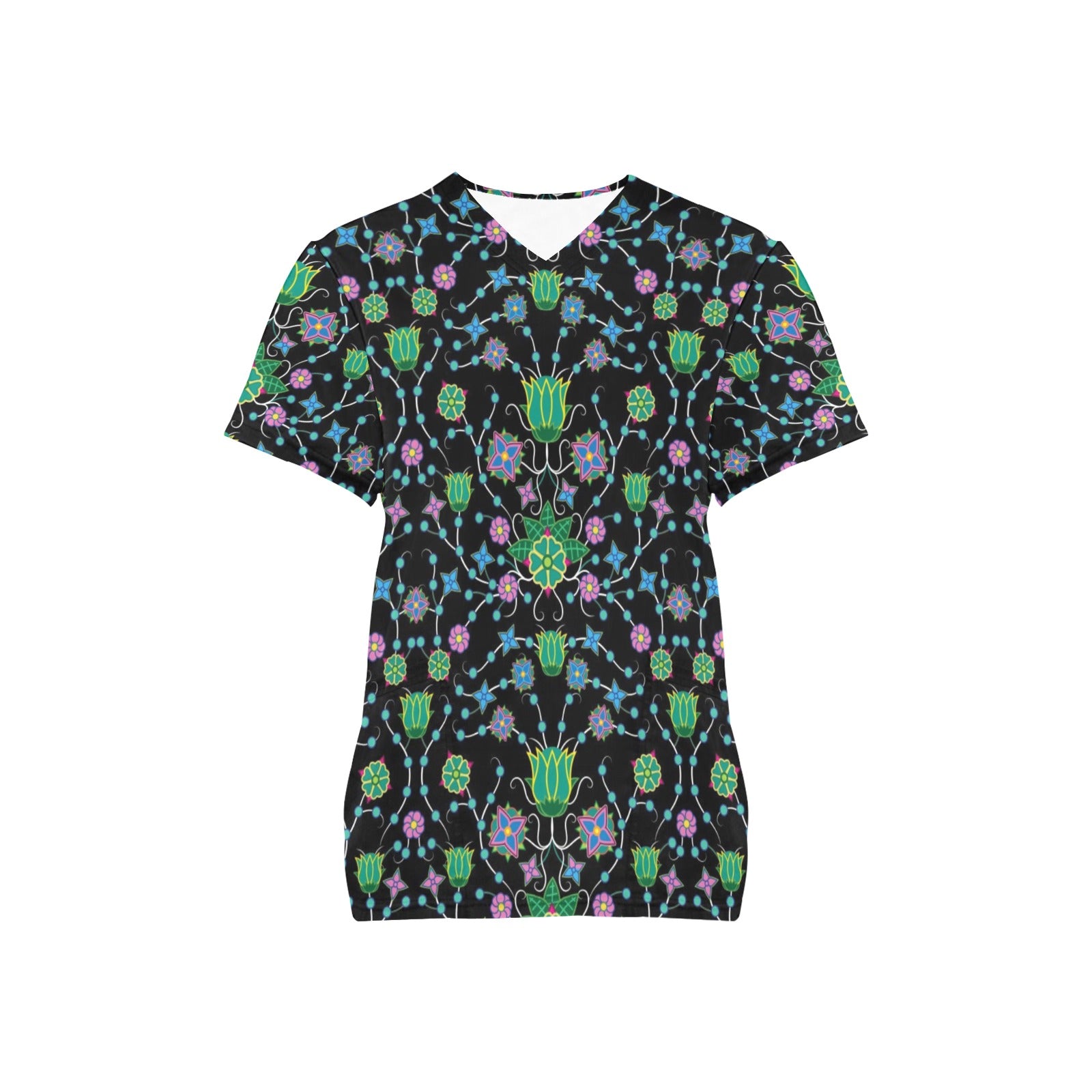 Floral Damask Garden All Over Print Scrub Top Scrub Top e-joyer