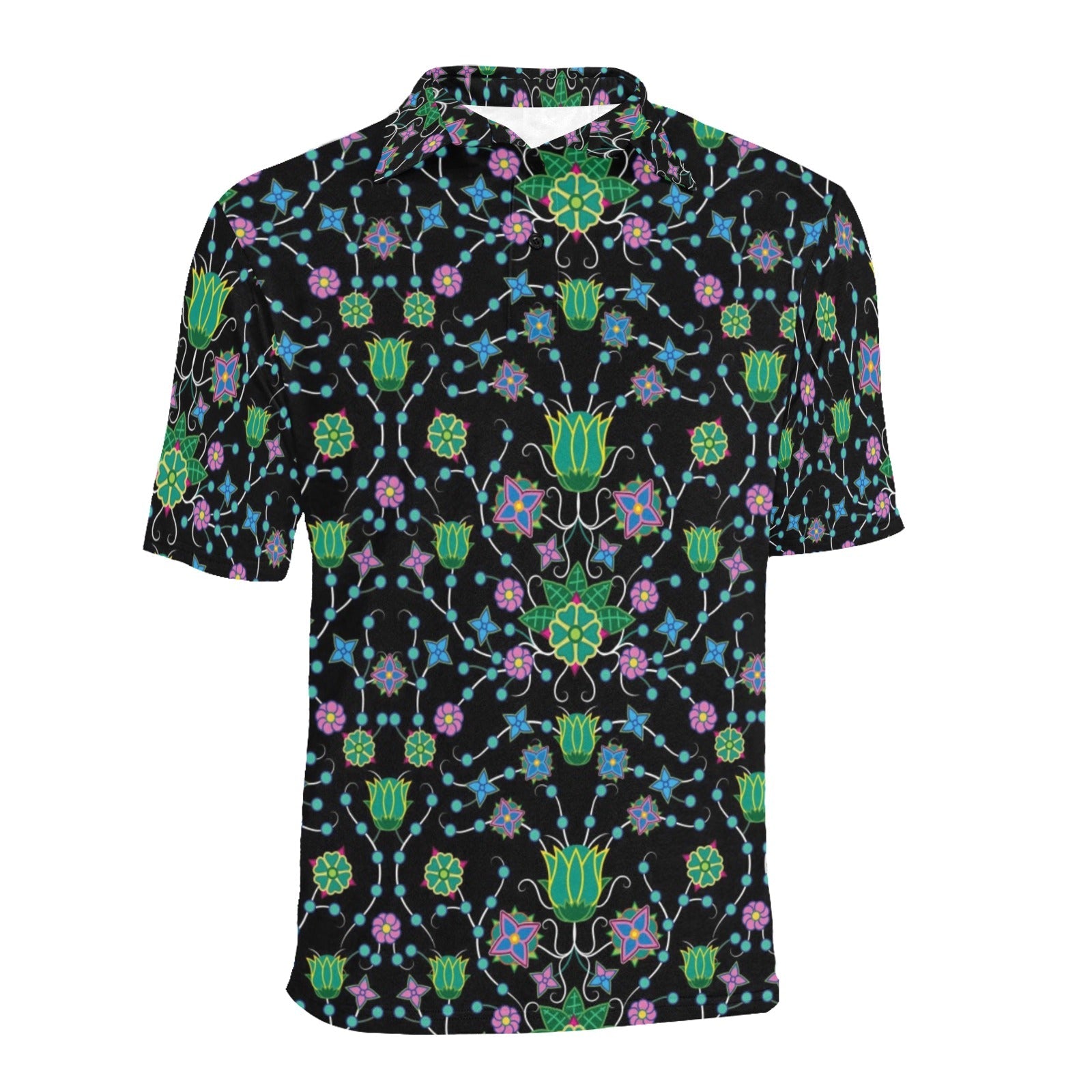 Floral Damask Garden Men's All Over Print Polo Shirt (Model T55) Men's Polo Shirt (Model T55) e-joyer
