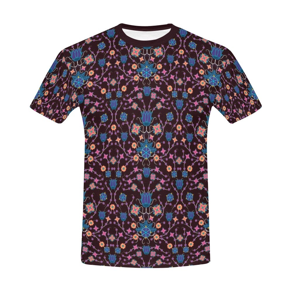 Floral Damask Purple All Over Print T-Shirt for Men (USA Size) (Model T40) All Over Print T-Shirt for Men (T40) e-joyer