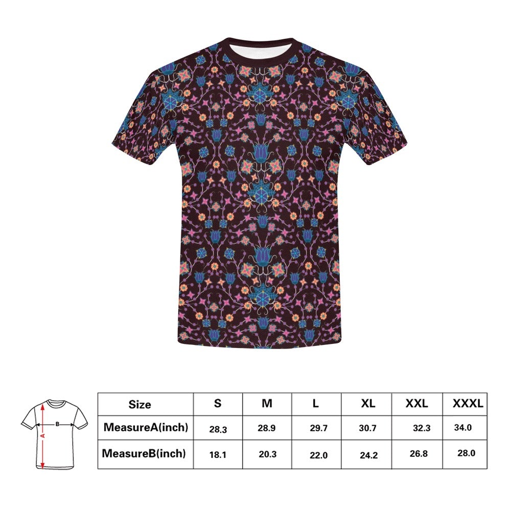 Floral Damask Purple All Over Print T-Shirt for Men (USA Size) (Model T40) All Over Print T-Shirt for Men (T40) e-joyer