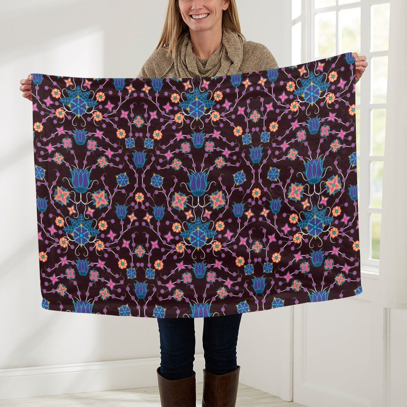 Floral Damask Purple Baby Blanket 30"x40" Baby Blanket 30"x40" e-joyer